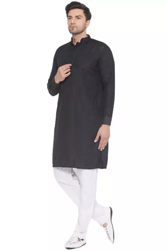 rayon sequence long kurta for men (black)
