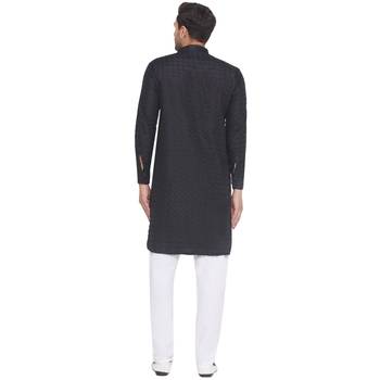 rayon sequence long kurta for men (black) 4