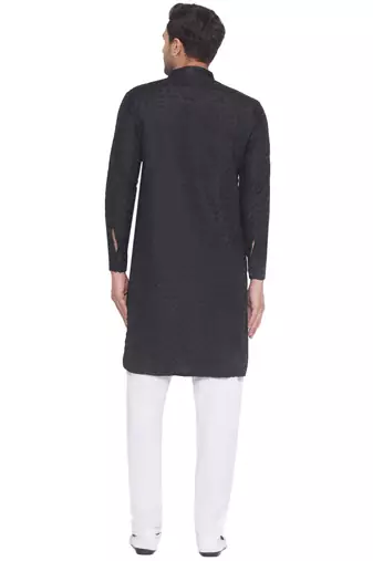 rayon sequence long kurta for men (black)