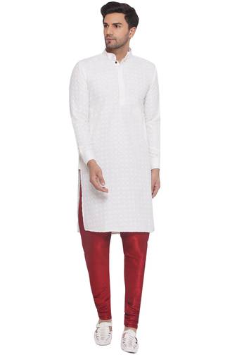 Veera paridhaan rayon sequence long kurta for men (white)