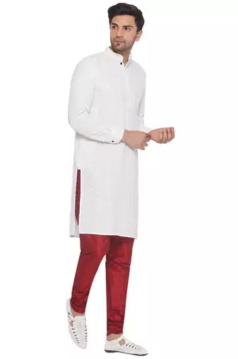 rayon sequence long kurta for men (white)