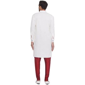 rayon sequence long kurta for men (white) 4