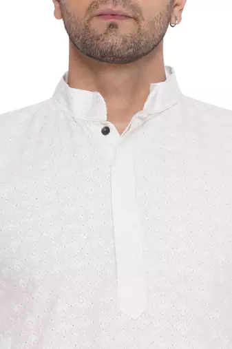 rayon sequence long kurta for men (white)