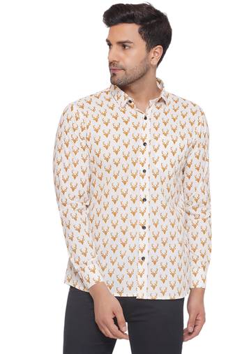 Veera paridhaan sanganeri printed shirt for men (white)