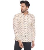 sanganeri printed shirt for men (white)