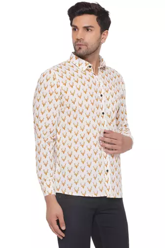 sanganeri printed shirt for men (white)