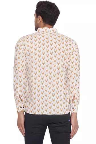 sanganeri printed shirt for men (white)