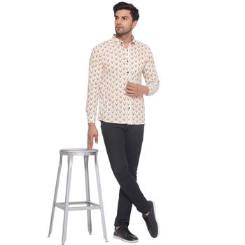 sanganeri printed shirt for men (white) 5