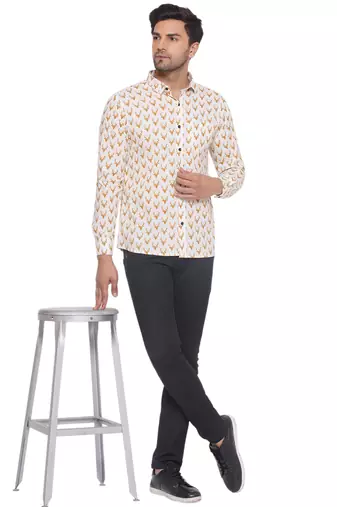 sanganeri printed shirt for men (white)