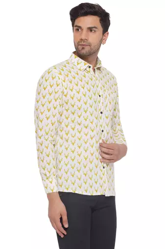 sanganeri printed shirt for men (white)
