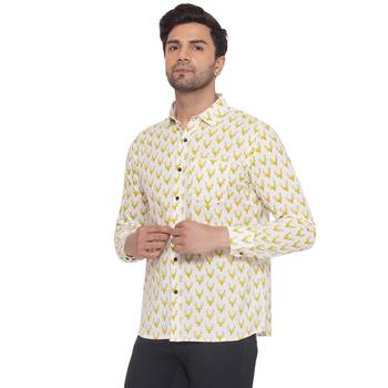 sanganeri printed shirt for men (white) 3