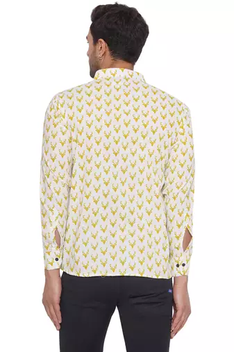 sanganeri printed shirt for men (white)