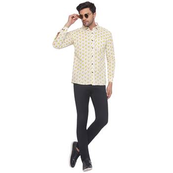 sanganeri printed shirt for men (white) 5