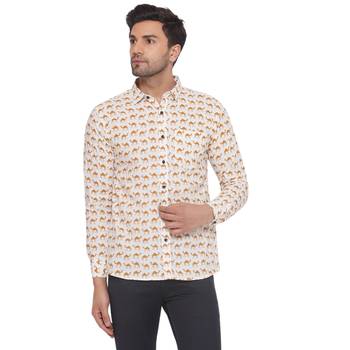 sanganeri printed shirt for men (white) 1
