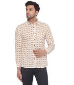 sanganeri printed shirt for men (white)