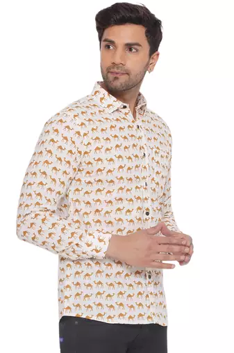 sanganeri printed shirt for men (white)