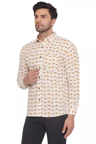 sanganeri printed shirt for men (white)