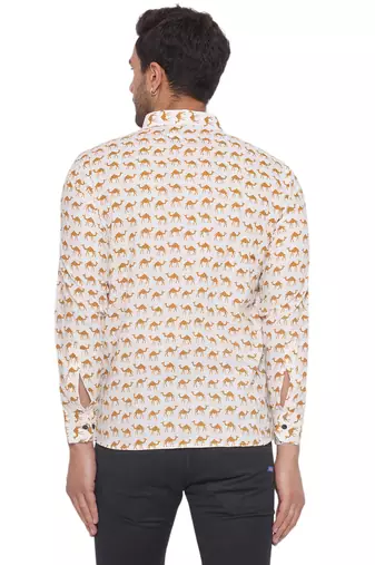 sanganeri printed shirt for men (white)