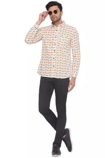sanganeri printed shirt for men (white)