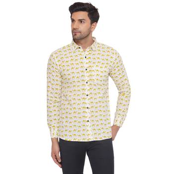 sanganeri printed shirt for men (white) 1