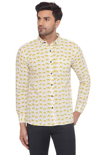 Veera paridhaan sanganeri printed shirt for men (white)