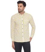 sanganeri printed shirt for men (white)