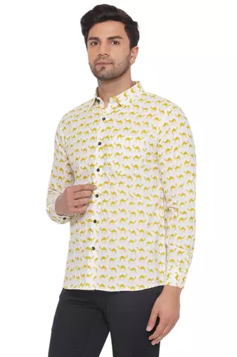 sanganeri printed shirt for men (white)