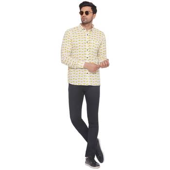 sanganeri printed shirt for men (white) 5