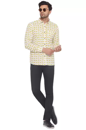 sanganeri printed shirt for men (white)