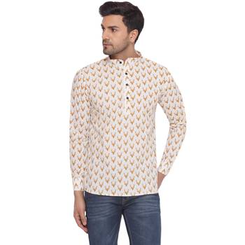 sanganeri printed shirt for men (white) 1