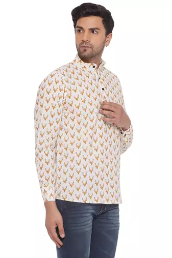 sanganeri printed shirt for men (white)