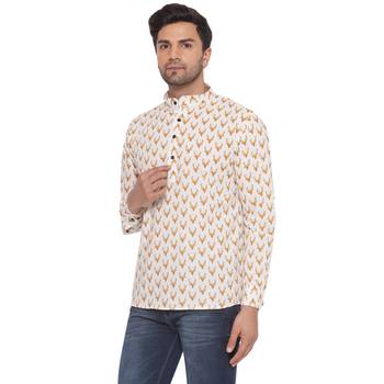 sanganeri printed shirt for men (white) 3