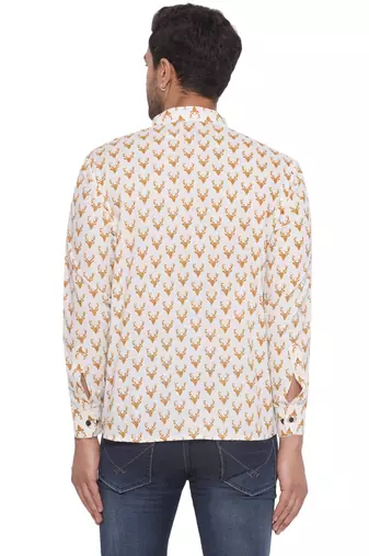 sanganeri printed shirt for men (white)