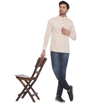 sanganeri printed shirt for men (white) 5