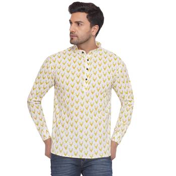 sanganeri printed shirt for men (white) 1