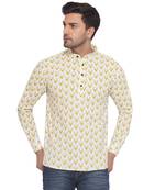 sanganeri printed shirt for men (white)