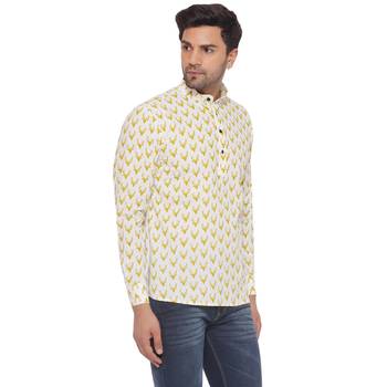 sanganeri printed shirt for men (white) 2