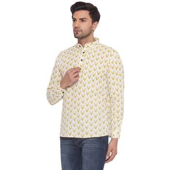 sanganeri printed shirt for men (white) 3