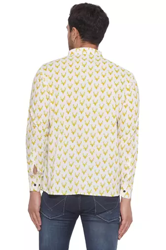 sanganeri printed shirt for men (white)