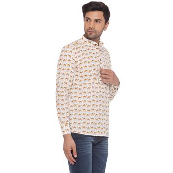 sanganeri printed short kurta for men (white) 2