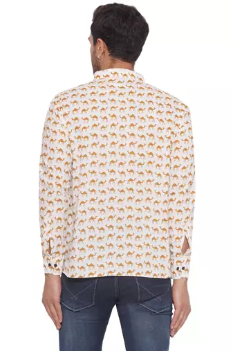 sanganeri printed short kurta for men (white)