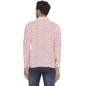 Veera paridhaan sanganeri printed short kurta for men (white) 4