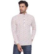 Veera paridhaan sanganeri printed short kurta for men (white)
