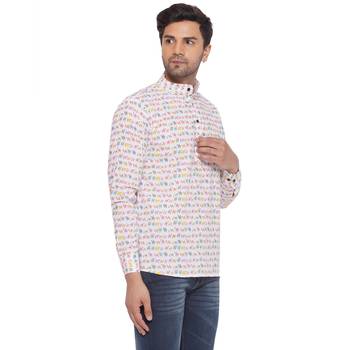Veera paridhaan sanganeri printed short kurta for men (white) 2