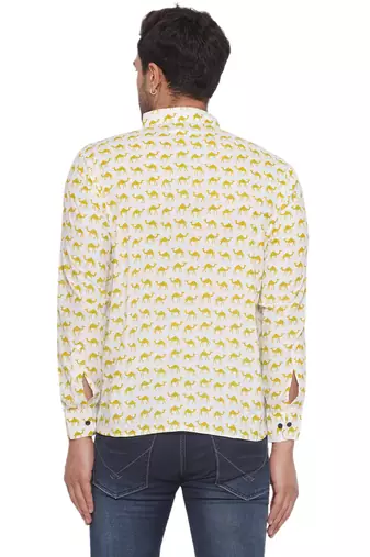 sanganeri printed short kurta for men (white)