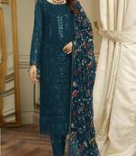 Morpich mint color embroideried faux georgette semi stitched salwar suit