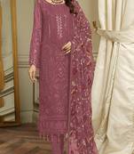 Gajari grey color embroideried faux georgette semi stitched salwar suit