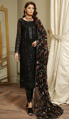 Black embroidered faux georgette salwar suit 1