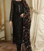 Black color embroideried faux georgette semi stitched salwar suit