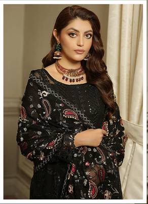 Black embroidered faux georgette salwar suit 2